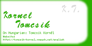 kornel tomcsik business card